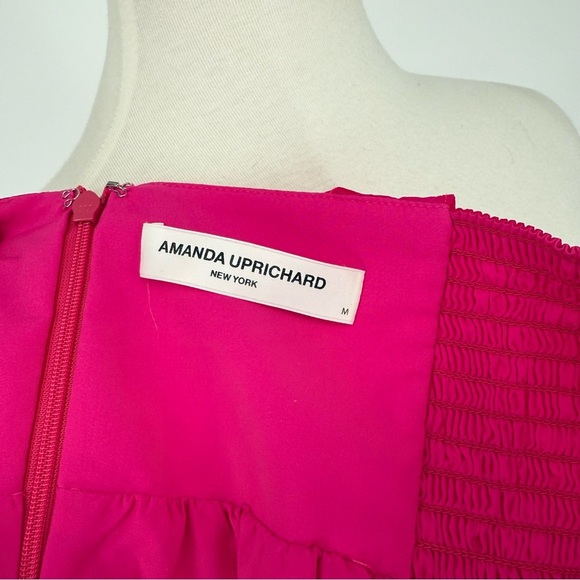 Amanda Uprichard Hot Pink Bow Strap Square Neck Lined Tank Top Sz. M - Picture 4 of 5